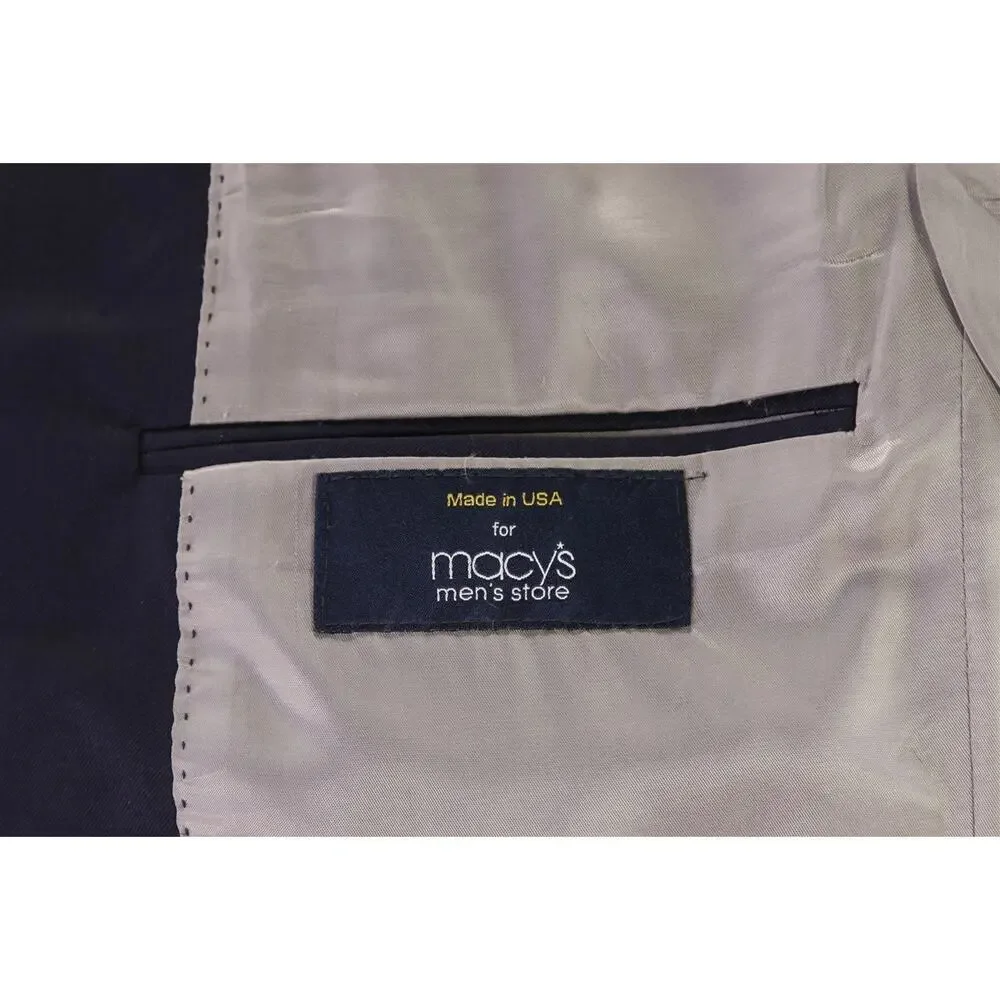 Hart Schaffner Marx Navy Blue Gold Metal Buttons Wool Blazer Jacket 40L
